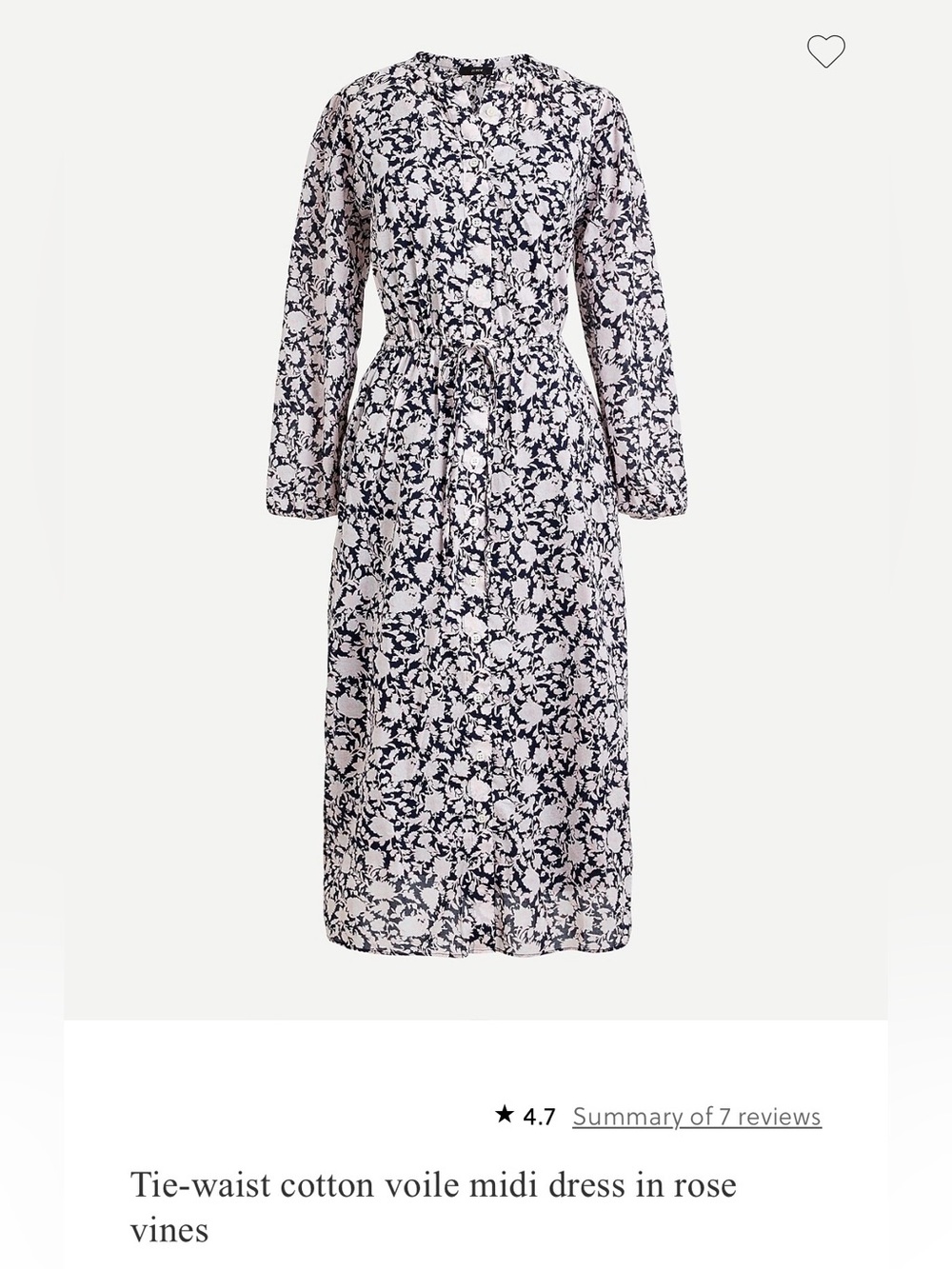 J. Crew Midi Cotton voile dress with front tie
